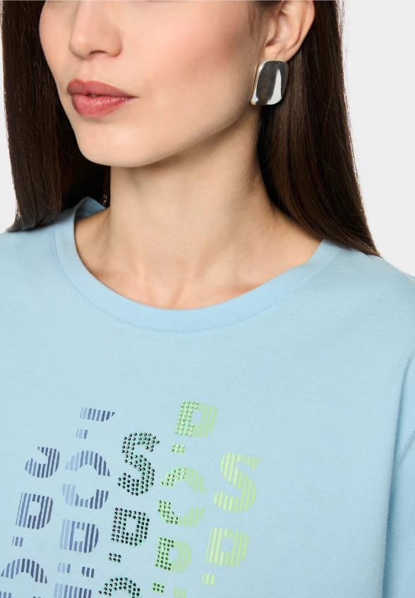 T-SHIRT Z NADRUKIEM BŁĘKITNY