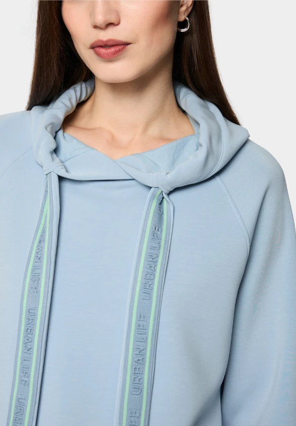 BLUZA Z KAPTUREM BŁĘKITNA