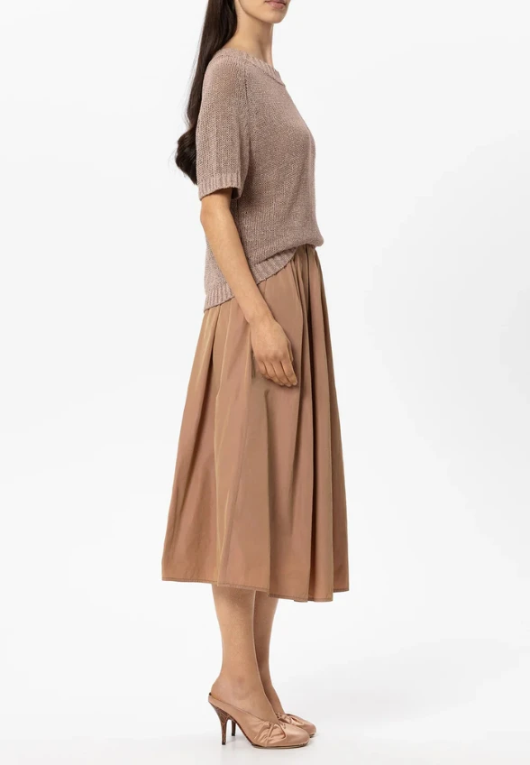 SWETER Z PRZĘDZY LNIANEJ TAUPE