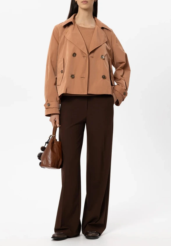 TRENCZ SATYNOWY CAMEL