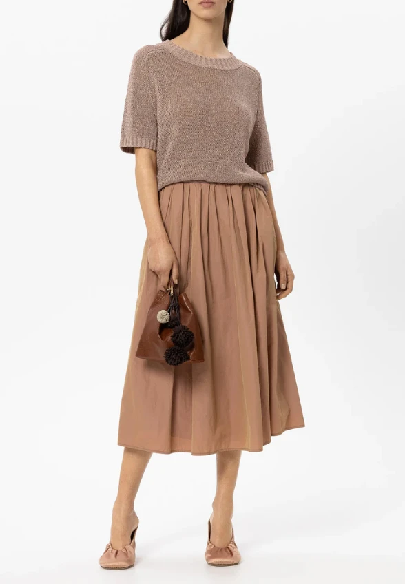 SWETER Z PRZĘDZY LNIANEJ TAUPE