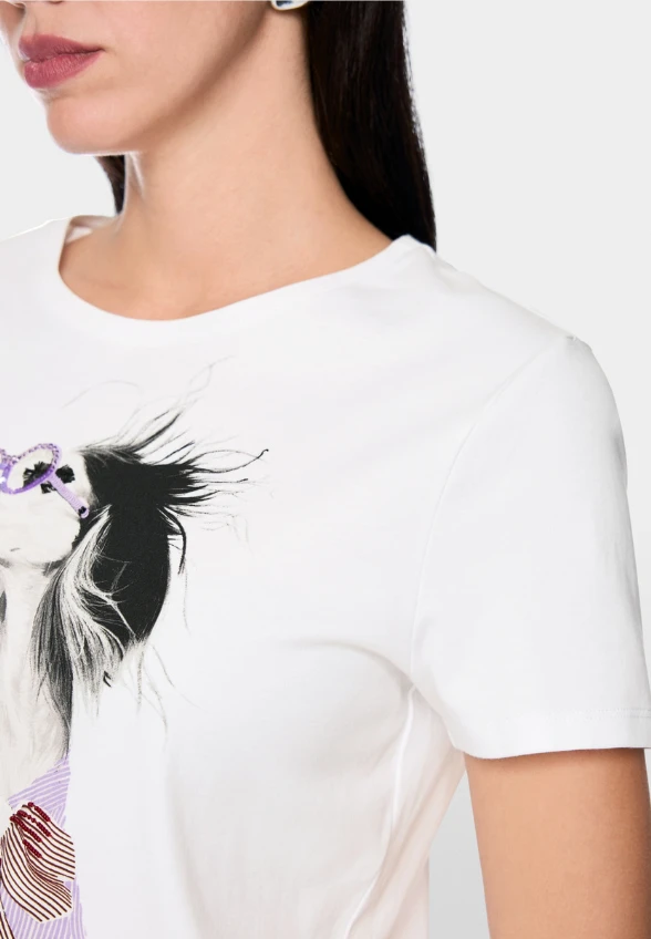 T-SHIRT Z MOTYWEM PSA BIAŁY