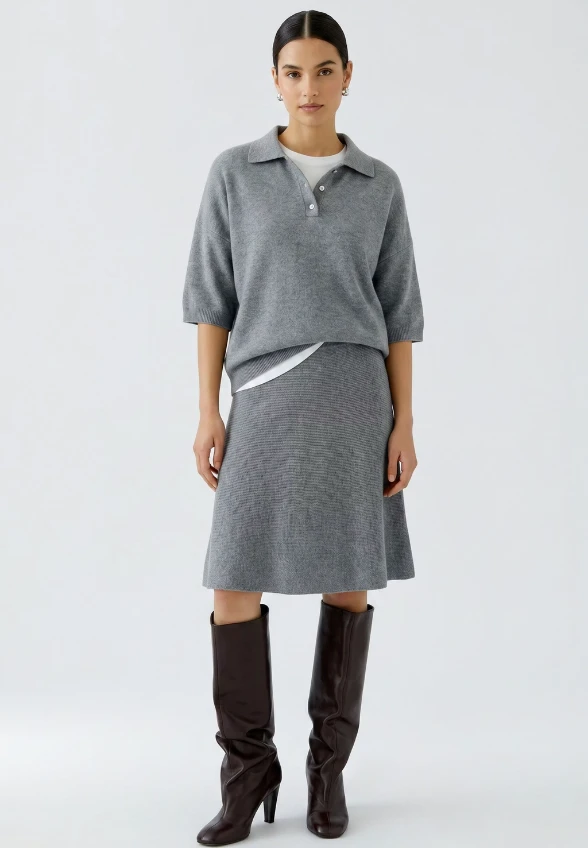 SWETER Z KOŁNIERZYKIEM POLO SZARY