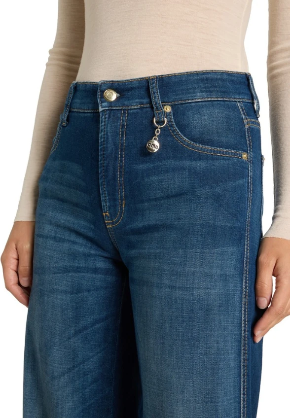 SPODNIE JEANSOWE AIMEE WIDE-FIT CIEMNO-NIEBIESKIE