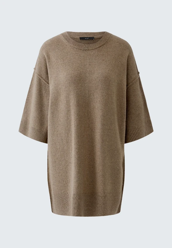 SWETER Z MIESZANKI WEŁNY I MODALU TAUPE
