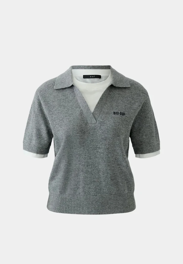 SWETER Z MIESZANKI WEŁNY SZARY