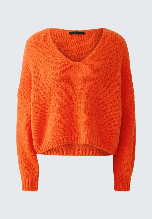 SWETER Z WEŁNY I MOHERU POMARAŃCZOWY