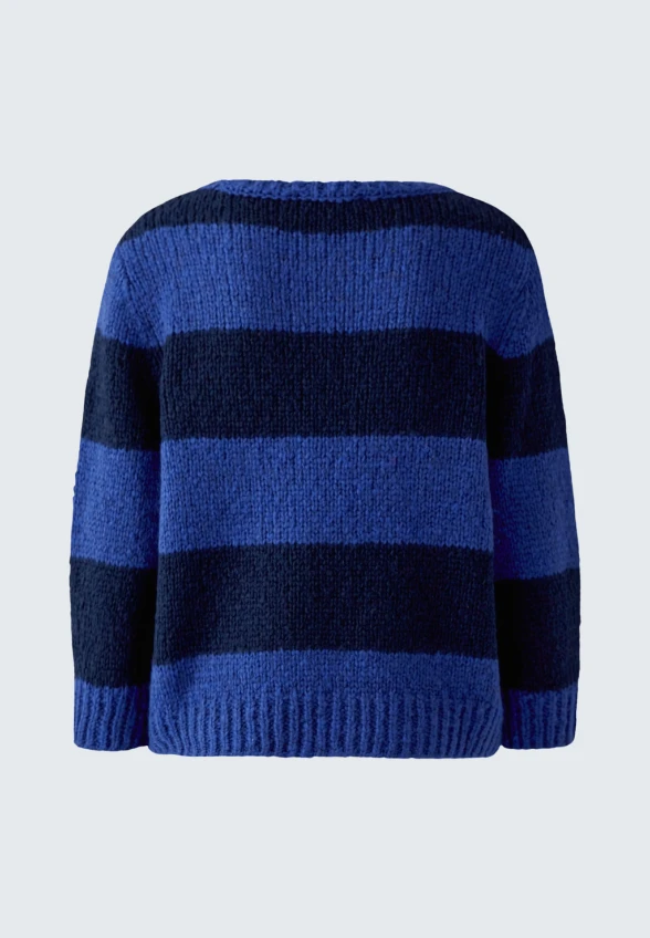 SWETER Z WEŁNY I MOHERU GRANATOWO-NIEBIESKI