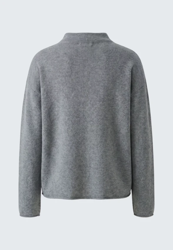 SWETER DZIANINOWY Z KIESZONKĄ SZARY