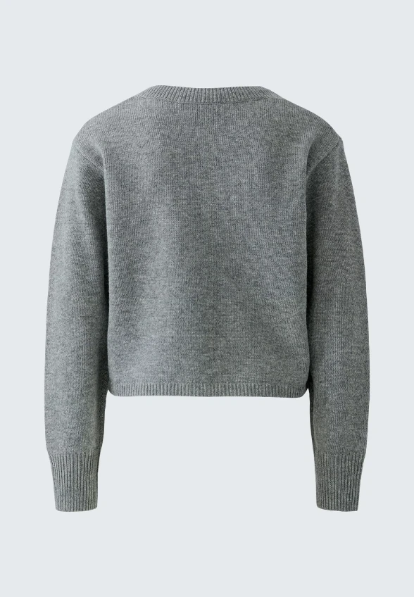 SWETER Z MIESZANKI WEŁNY SZARO-BIAŁY