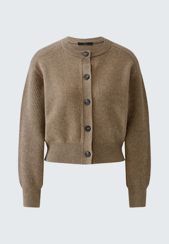 KARDIGAN Z MIESZANKI WEŁNY TAUPE