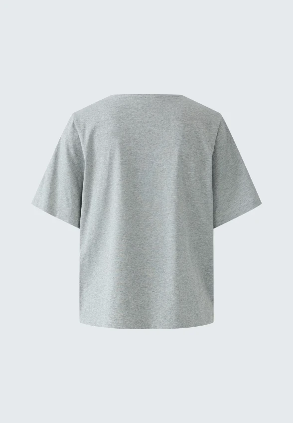 T-SHIRT Z NADRUKIEM I CEKINAMI SZARY
