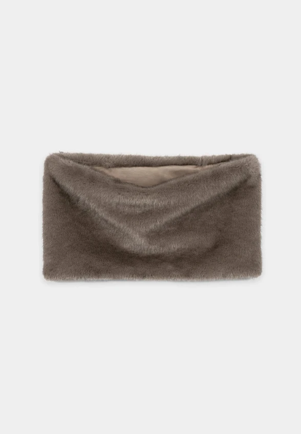 KOMIN ZE SZTUCZNEGO FUTRA CIEMNY TAUPE