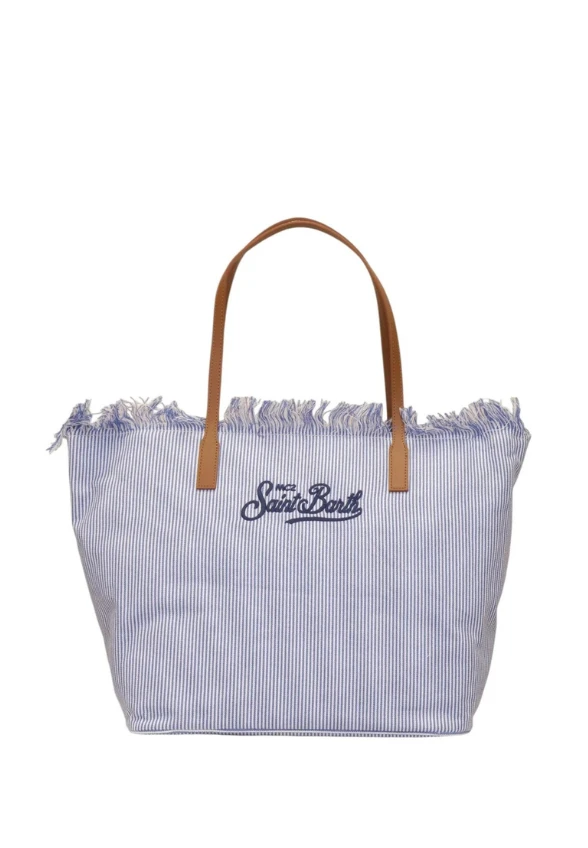 TORBA CITY BAG FRINGE BIAŁO-NIEBIESKA