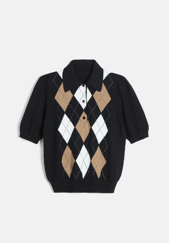 SWETER DZIANINOWY POLO MARIUS CZARNY