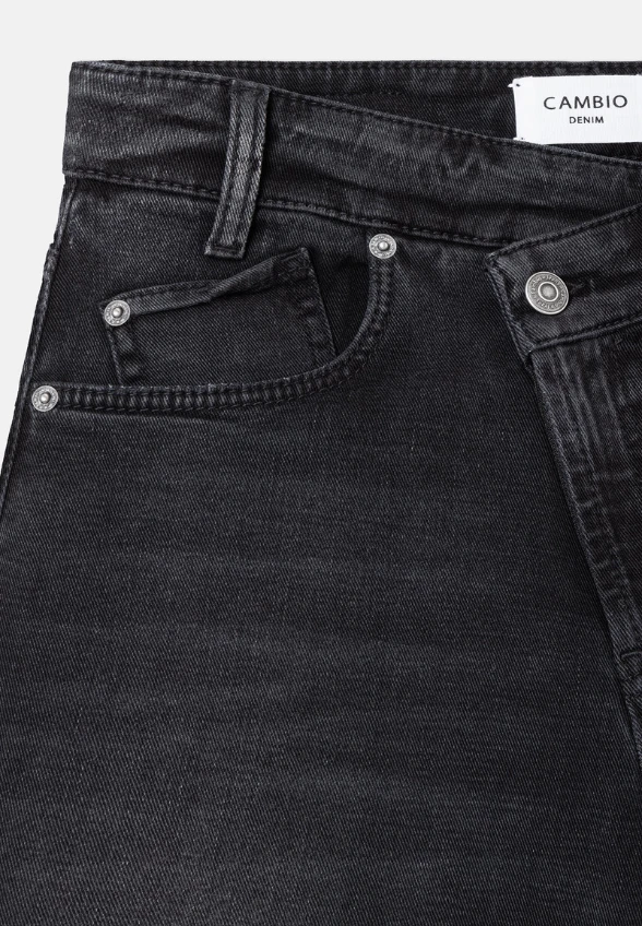 SPODNIE JEANSOWE BAGGY ASYMMETRICAL WIDE-FIT CZARNE