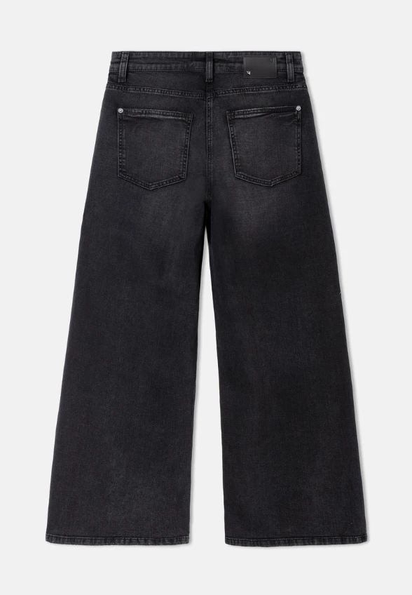 SPODNIE JEANSOWE BAGGY ASYMMETRICAL WIDE-FIT CZARNE