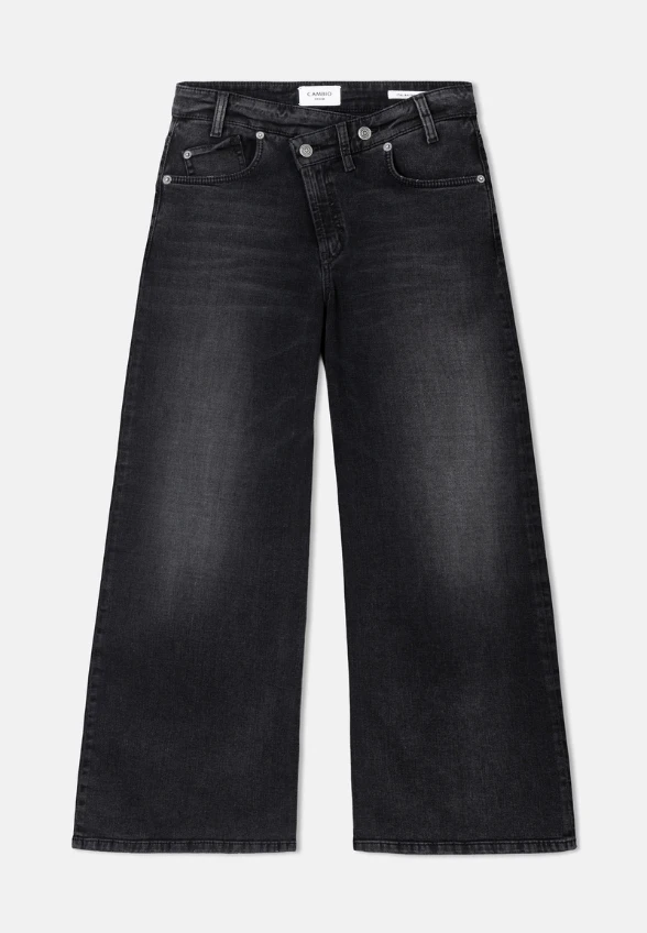 SPODNIE JEANSOWE BAGGY ASYMMETRICAL WIDE-FIT CZARNE