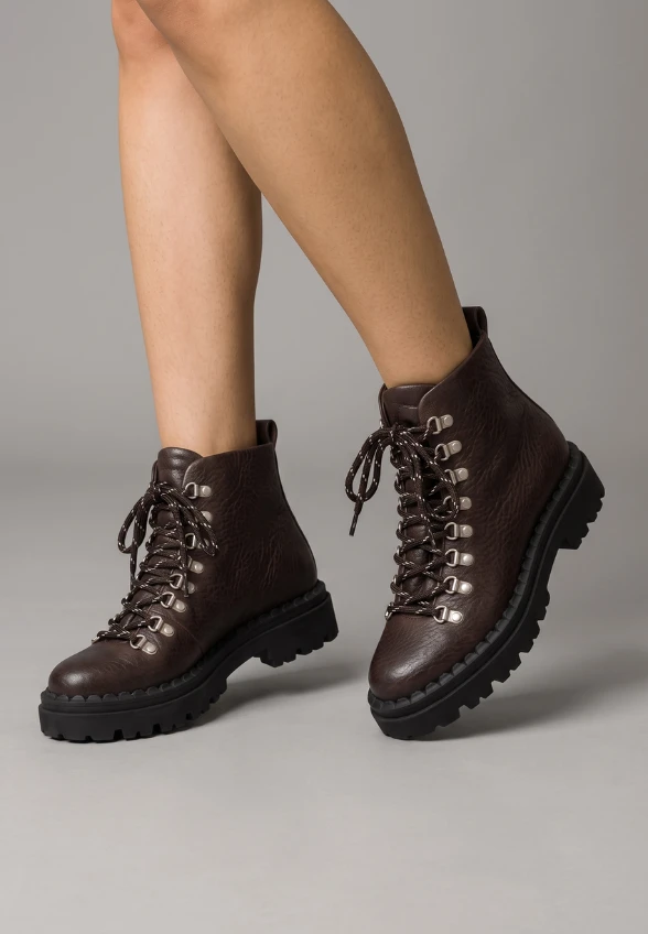BUTY SZNUROWANE LANA CIEMNY BRĄZ