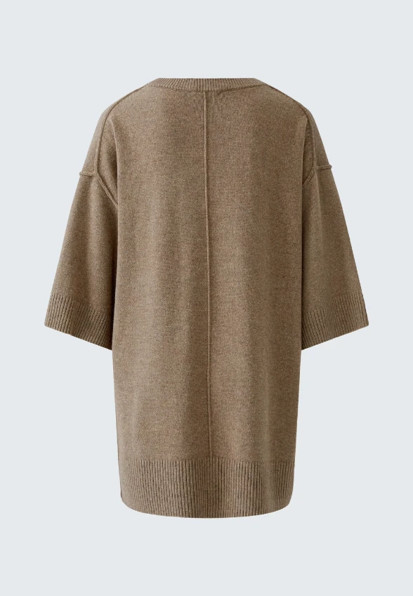 SWETER Z MIESZANKI WEŁNY I MODALU TAUPE