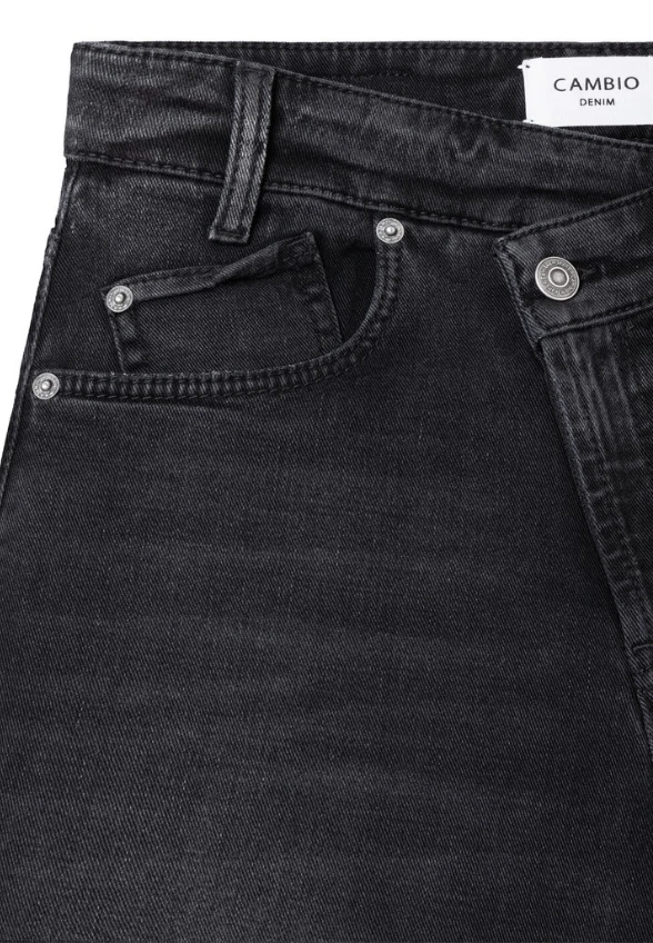 SPODNIE JEANSOWE BAGGY ASYMMETRICAL WIDE-FIT CZARNE