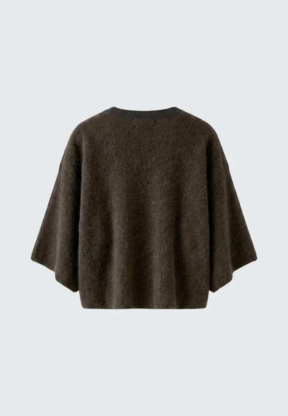 SWETER KASZMIROWY CIEMNY BRĄZ