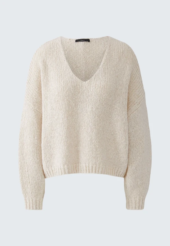 SWETER Z WEŁNY I MOHERU ÉCRU
