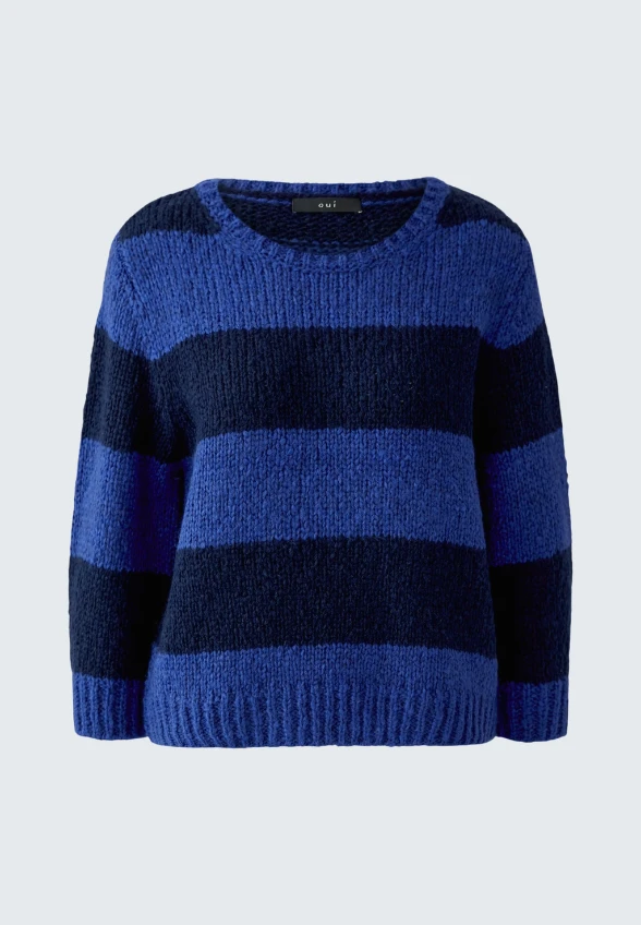 SWETER Z WEŁNY I MOHERU GRANATOWO-NIEBIESKI