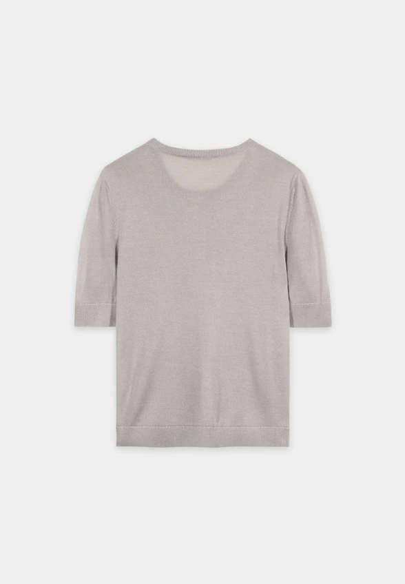 SWETER Z KRÓTKIM RĘKAWEM POPIELATY