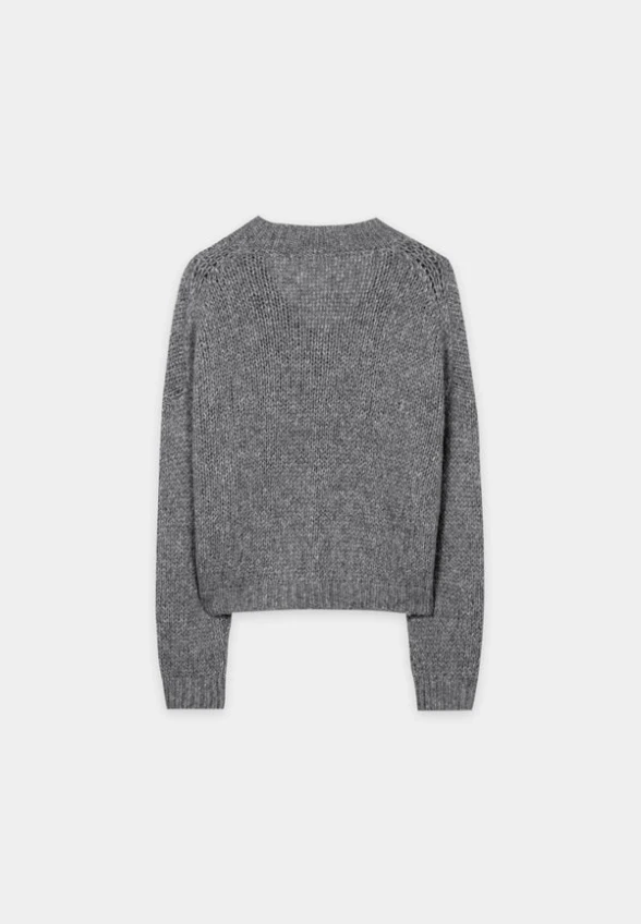 SWETER Z DOMIESZKĄ ALPAKI ANTRACYTOWY
