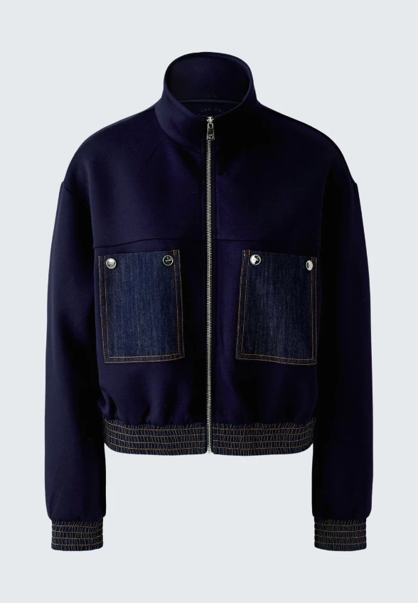 BLUZA Z NASZYWANYMI KIESZENIAMI GRANATOWA