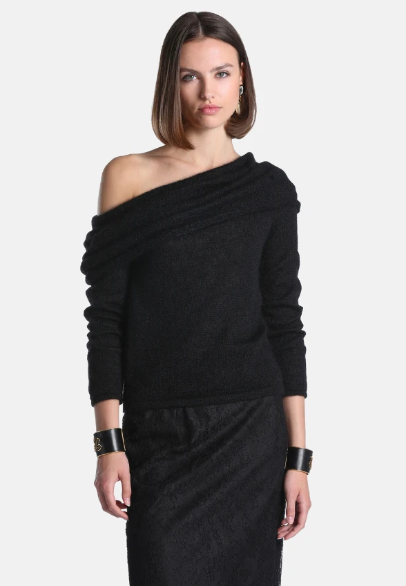 SWETER Z MIESZANKI MOHERU CAPIRE CZARNY