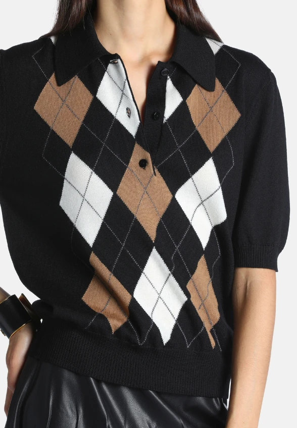 SWETER DZIANINOWY POLO MARIUS CZARNY