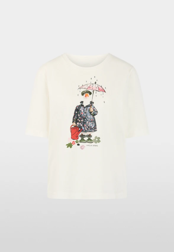T-SHIRT Z PRINTEM ARTYSTYCZNYM ZŁAMANA BIEL