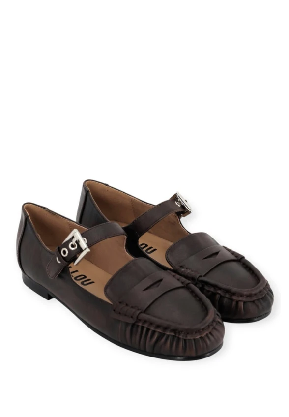 LOAFERSY SKÓRZANE Z PASKIEM AMARIS BRĄZOWE