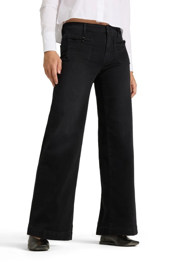 SPODNIE JEANSOWE ADA WIDE-FIT CZARNE