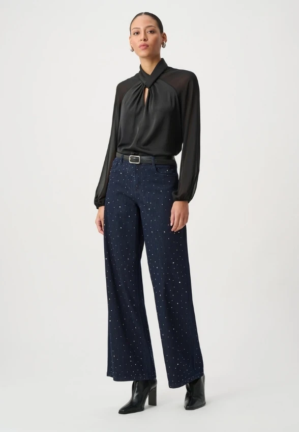 SPODNIE JEANSOWE TYPU WIDE LEG JAMBE GRANATOWE