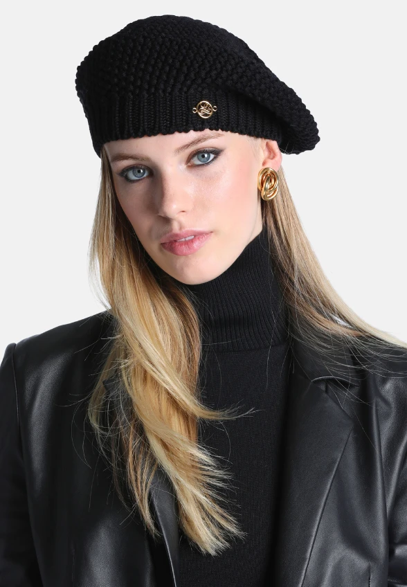BERET WEŁNIANY MEDORO CZARNY