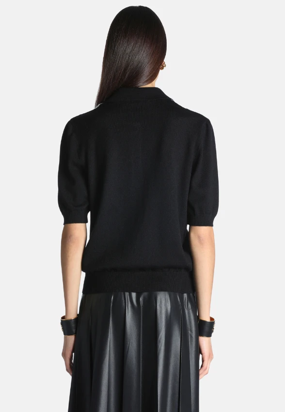 SWETER DZIANINOWY POLO MARIUS CZARNY