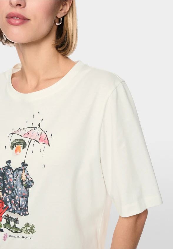 T-SHIRT Z PRINTEM ARTYSTYCZNYM ZŁAMANA BIEL