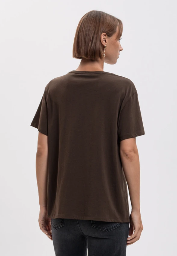 T-SHIRT BAWEŁNIANY CIEMNY BRĄZ