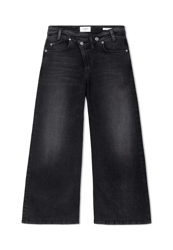 SPODNIE JEANSOWE BAGGY ASYMMETRICAL WIDE-FIT CZARNE