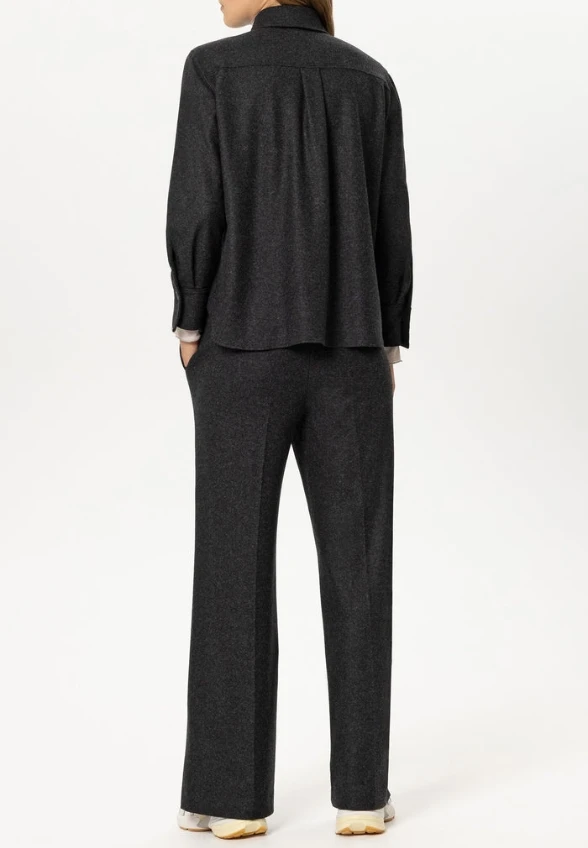 SPODNIE WEŁNIANE TYPU WIDE-LEG ANTRACYTOWE