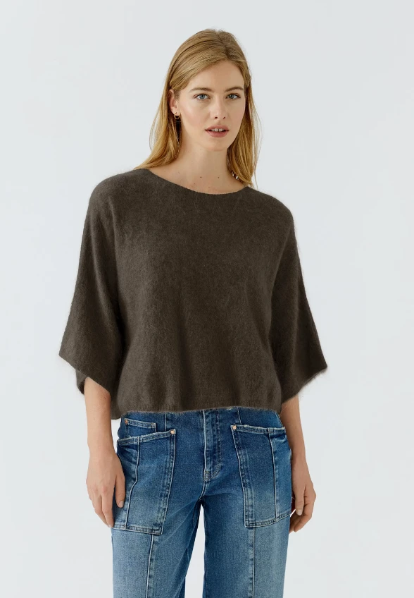 SWETER KASZMIROWY CIEMNY BRĄZ