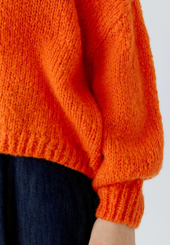 SWETER Z WEŁNY I MOHERU POMARAŃCZOWY