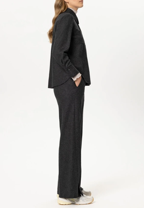 SPODNIE WEŁNIANE TYPU WIDE-LEG ANTRACYTOWE