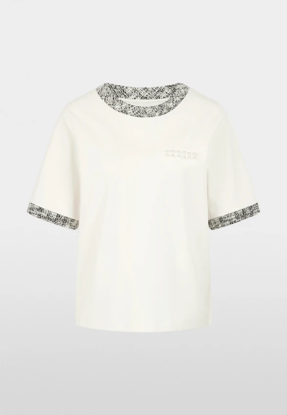 T-SHIRT Z APLIKACJĄ PERŁOWĄ ÉCRU