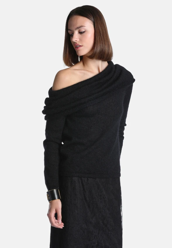 SWETER Z MIESZANKI MOHERU CAPIRE CZARNY