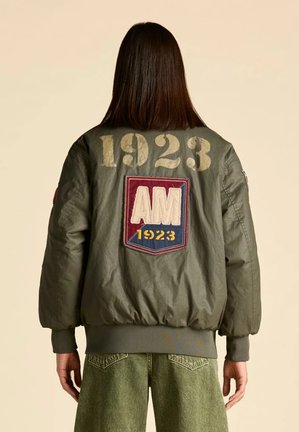 KURTKA BOMBER Z PRINTEM KHAKI