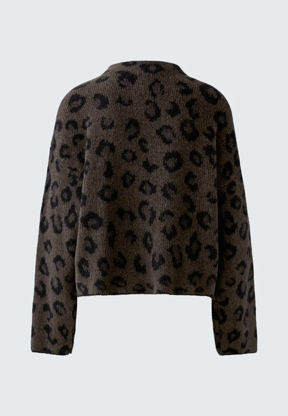 SWETER W PANTERKĘ CIEMNY BRĄZ